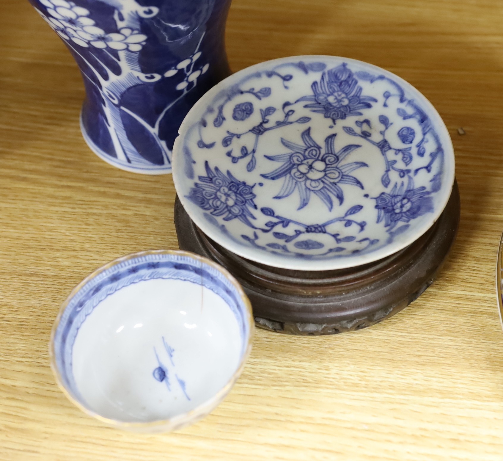 A group of 19th century and later Chinese blue and white porcelain, tallest 31cm